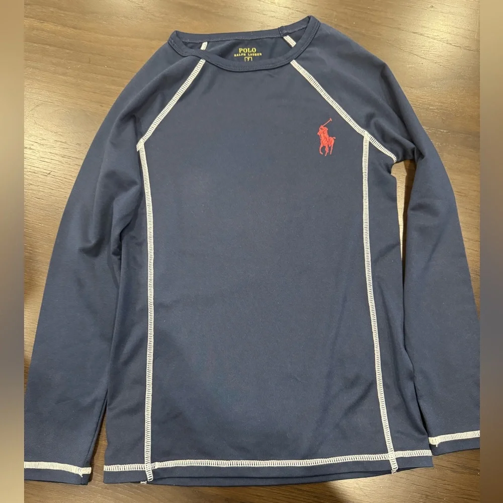 Polo Ralph Lauren Boys Navy Rash Guard Swim Top Size 7 - Picture 2 of 7